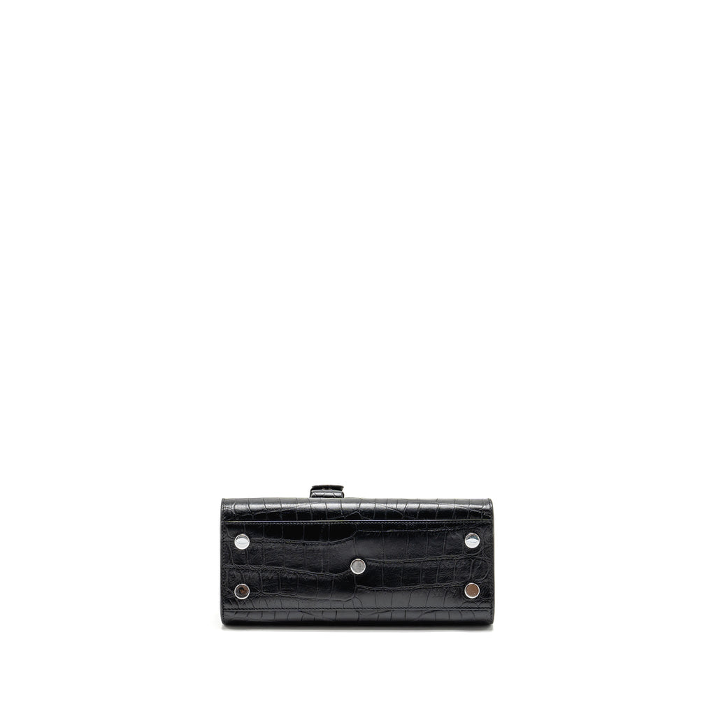 SAINT LAURENT NANO SAC DE JOUR CROC EMBOSSED CALFSKIN BLACK SHW