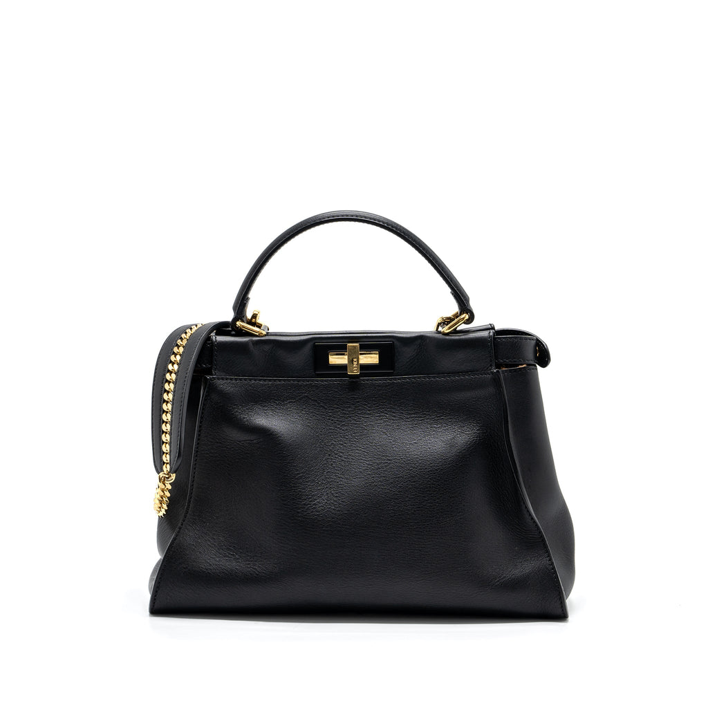 FENDI MEDIUM PEEKABOO BAG LEATHER BLACK GHW