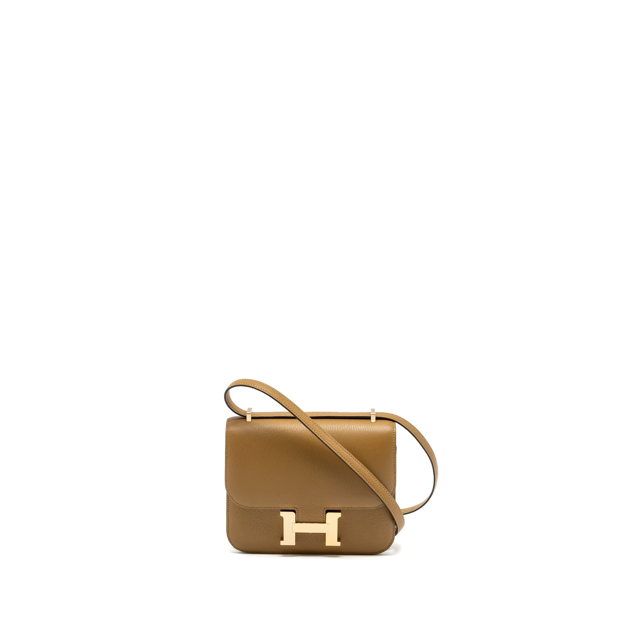 HERMES MINI CONSTANCE CHÈVRE MYSORE KRAFT/BLEU BRUME RGHW