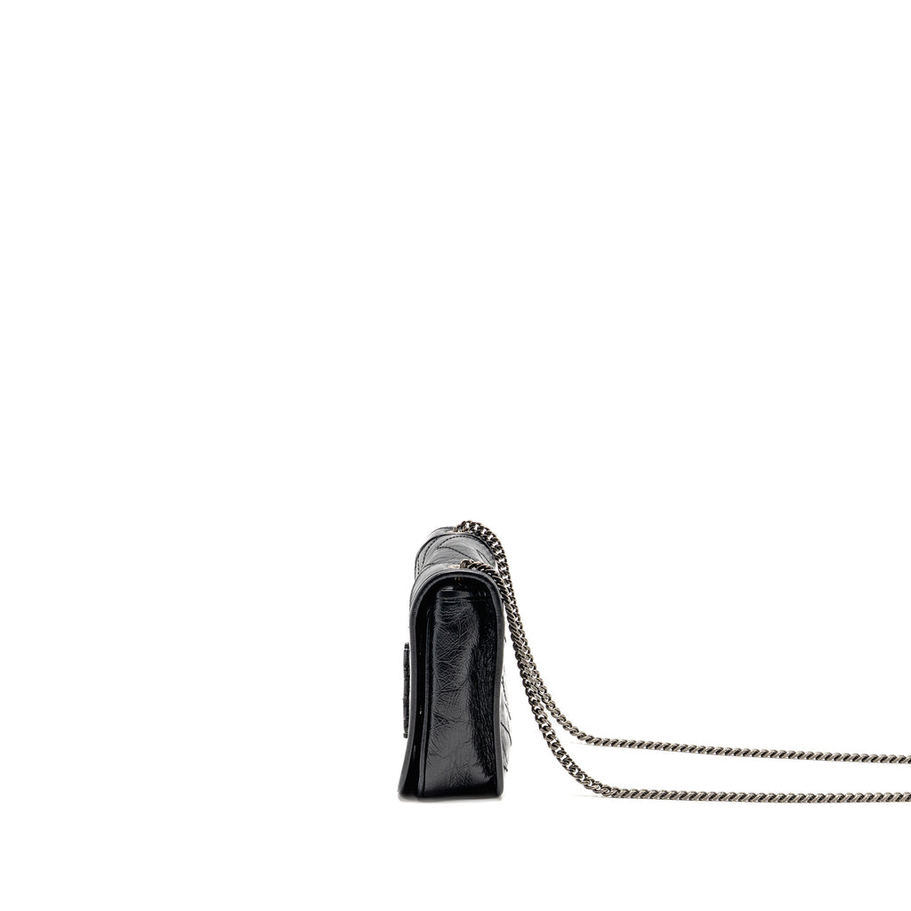 SAINT LAURENT / YSL NIKI CHAIN WALLET CRINKLED CALFSKIN BLACK SHW