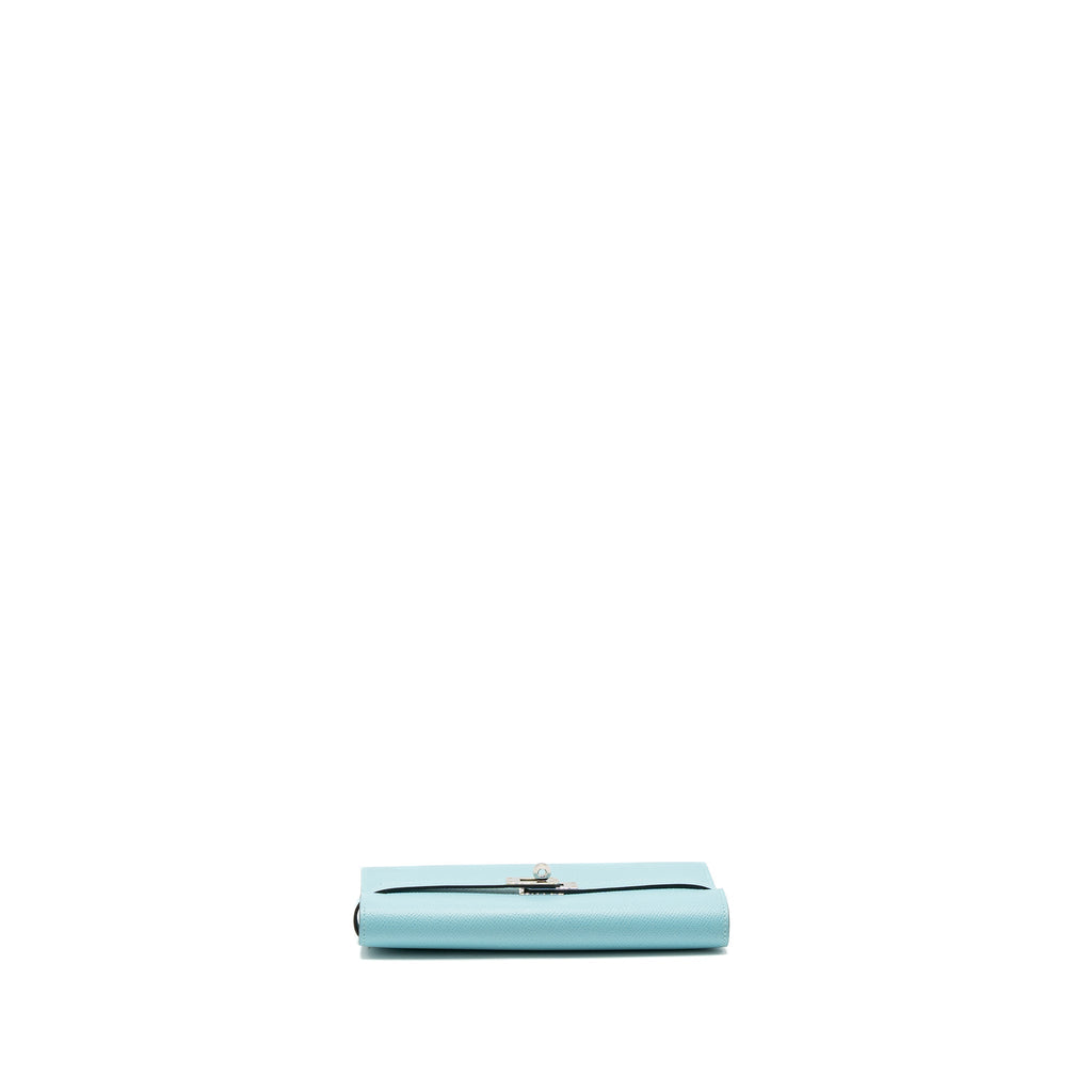 HERMES KELLY LONG WALLET EPSOM BLUE ATOLL SHW