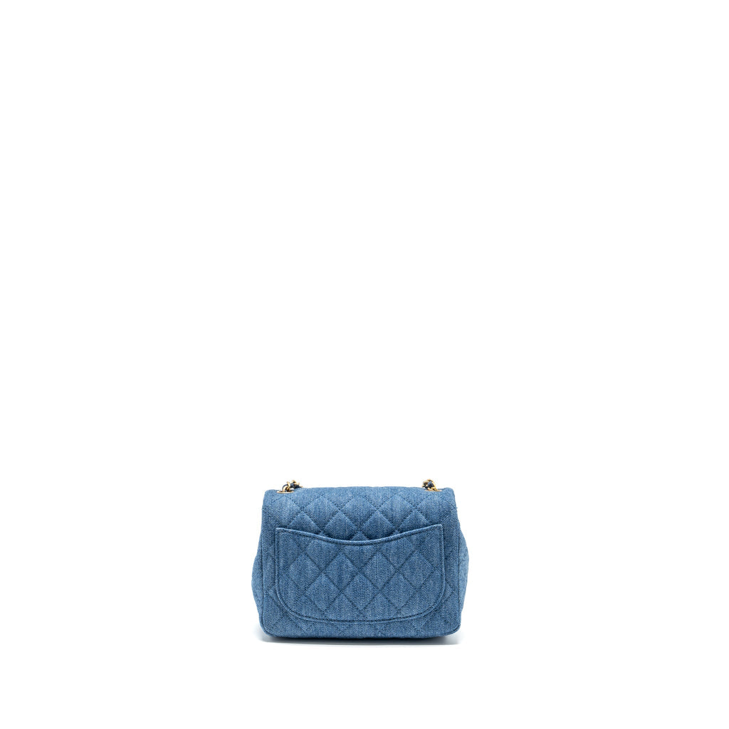 CHANEL PEARL CRUSH MINI SQUARE FLAP BAG DENIM BLUE GHW (MICROCHIP)