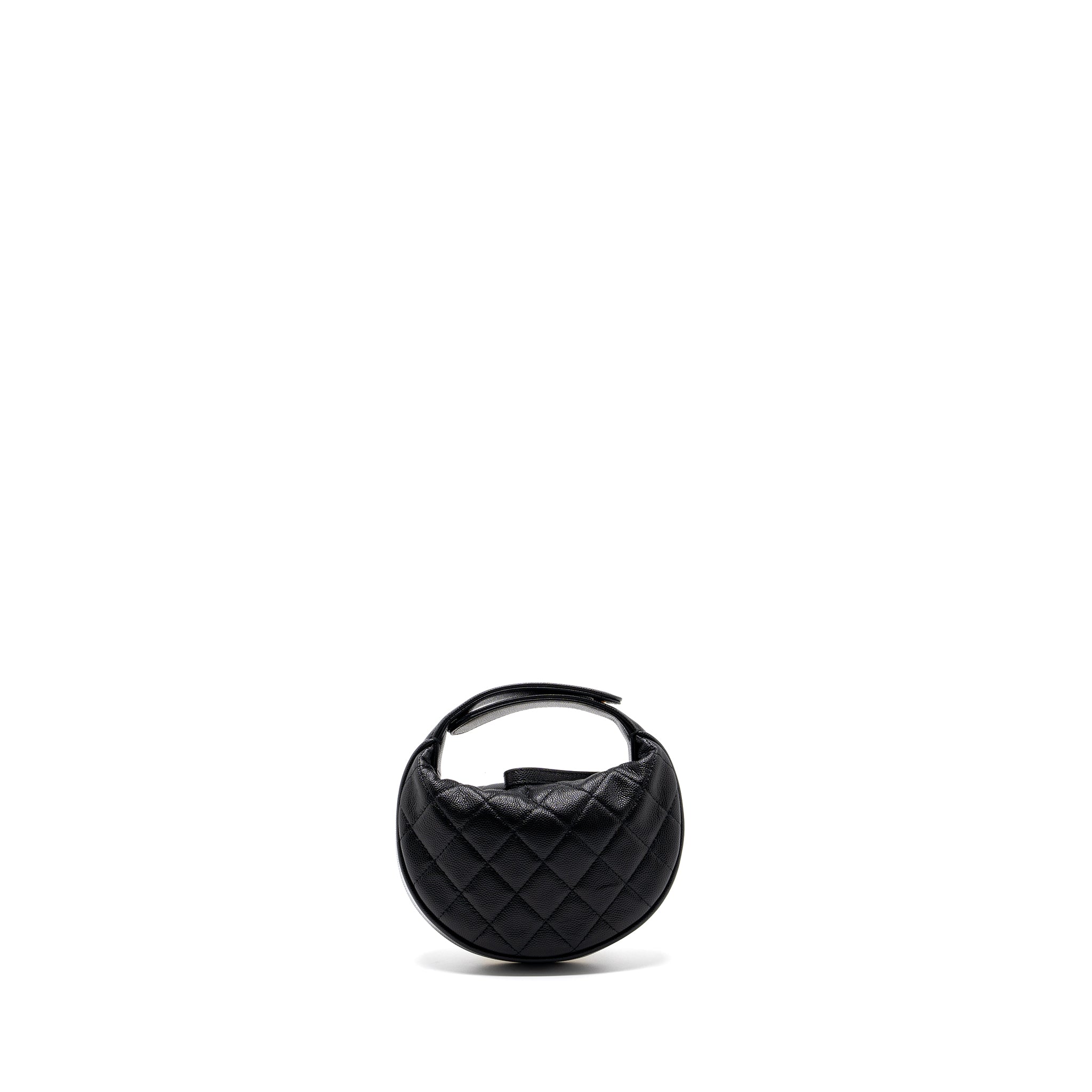 CHANEL 23B ROUND CLUTCH CAVIAR BLACK GHW (MICROCHIP)