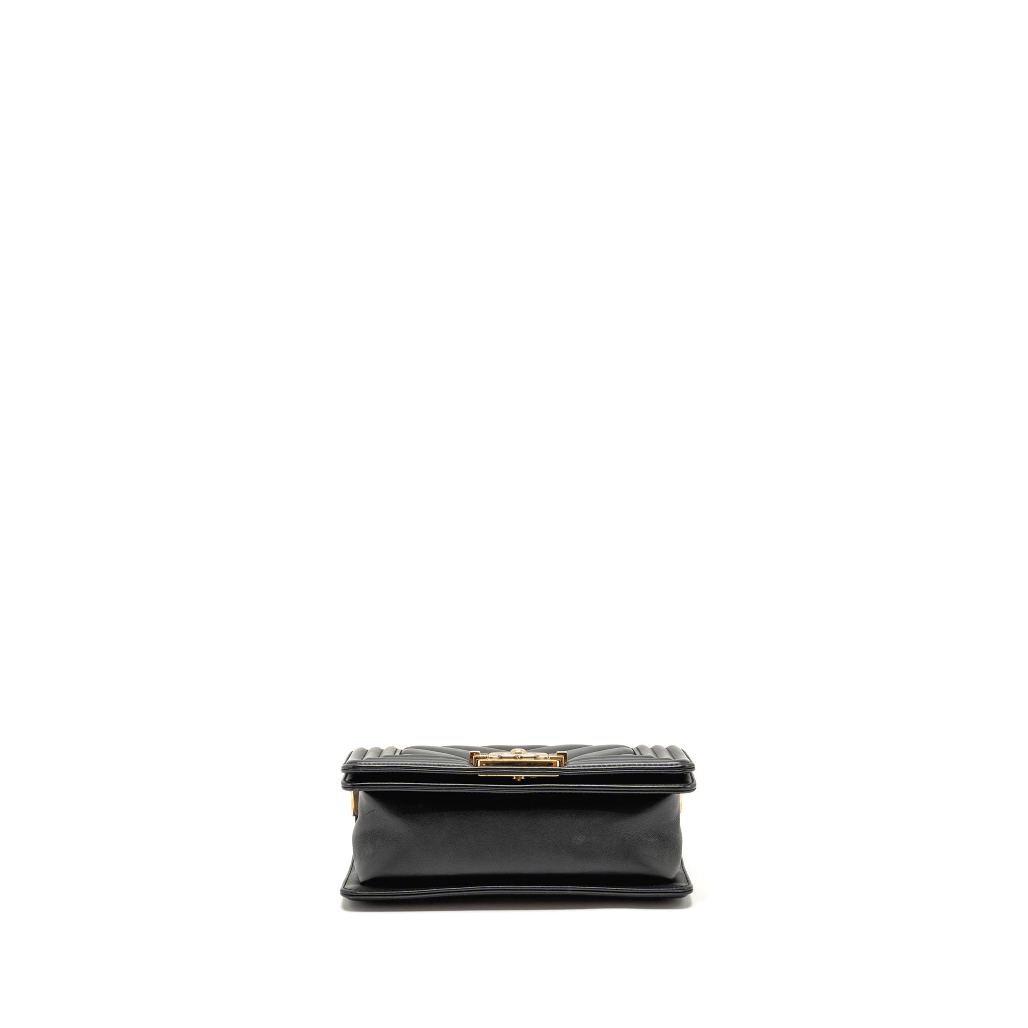 CHANEL SMALL CHEVRON BOY BAG LAMBSKIN BLACK LGHW