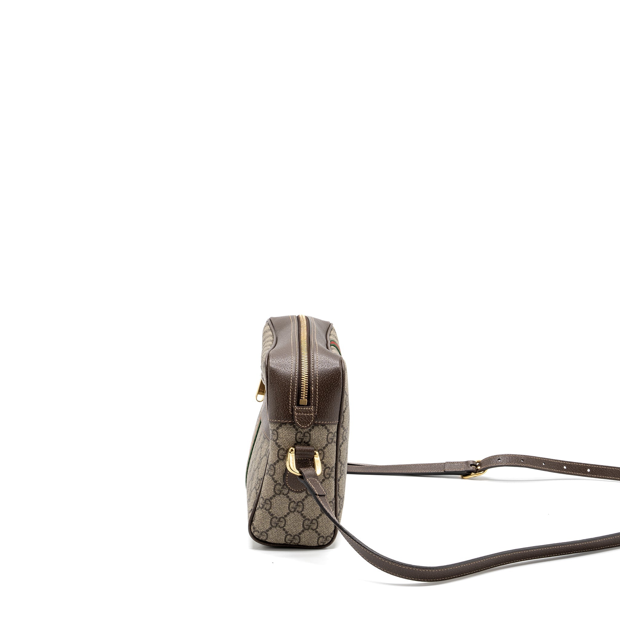 GUCCI OPHIDIA GG SUPREME ZIP CROSSBODY BAG CANVAS / LEATHER GHW