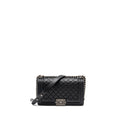 CHANEL MEDIUM BOY BAG CAVIAR BLACK RUTHENIUM HARDWARE