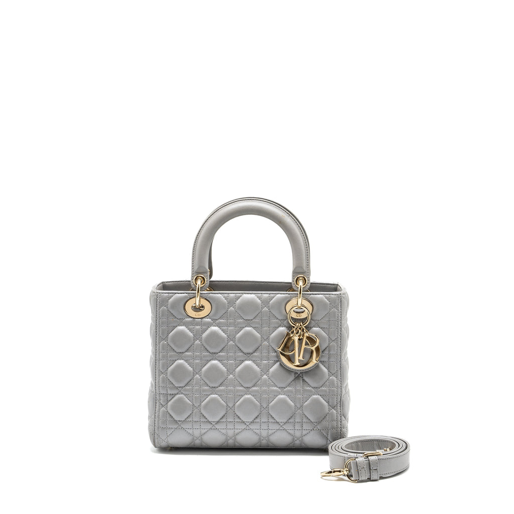 DIOR MEDIUM LADY DIOR LAMBSKIN GREY GHW
