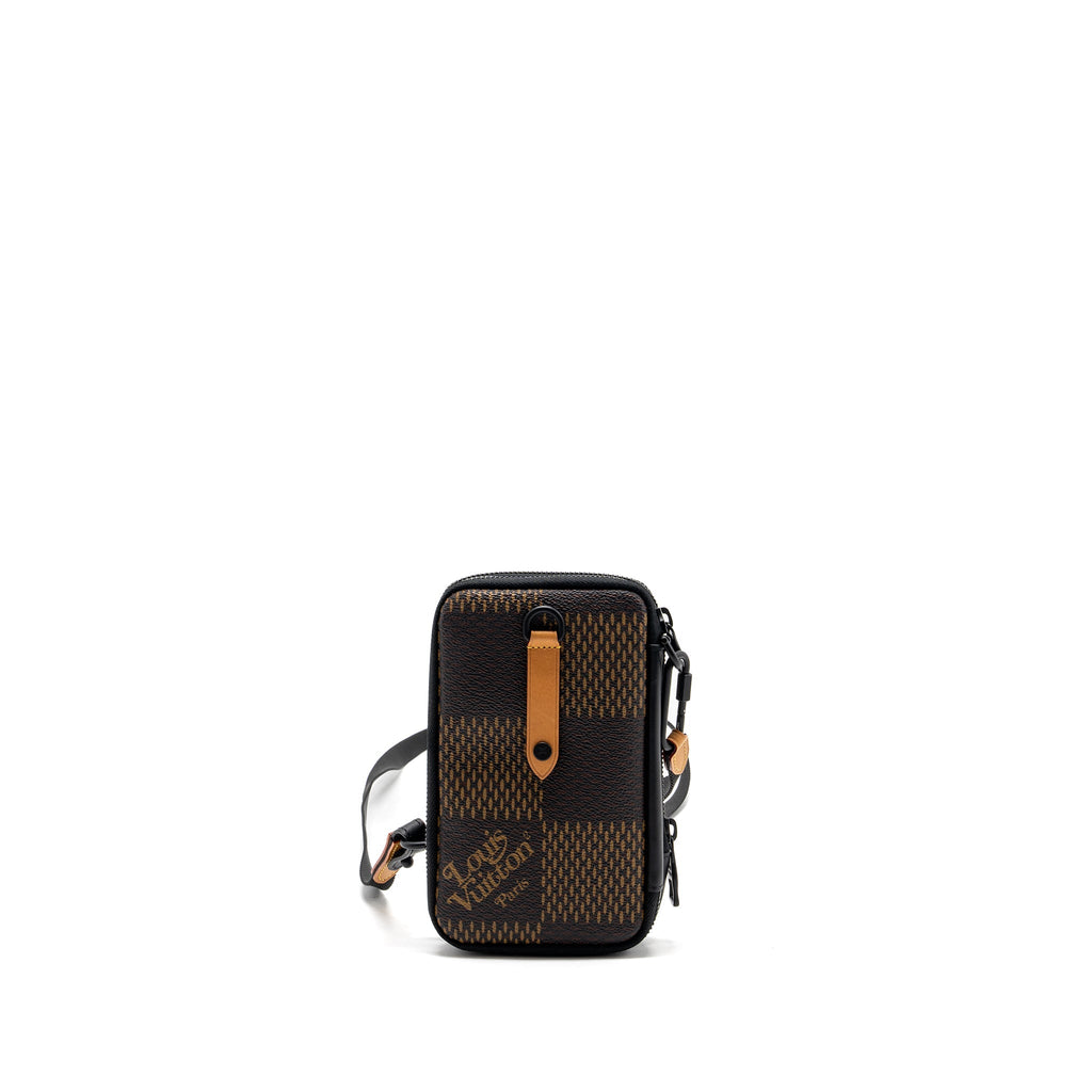 LOUIS VUITTON NIGO DOUBLE PHONE POUCH LIMITED EDITION BLACK HARDWARE