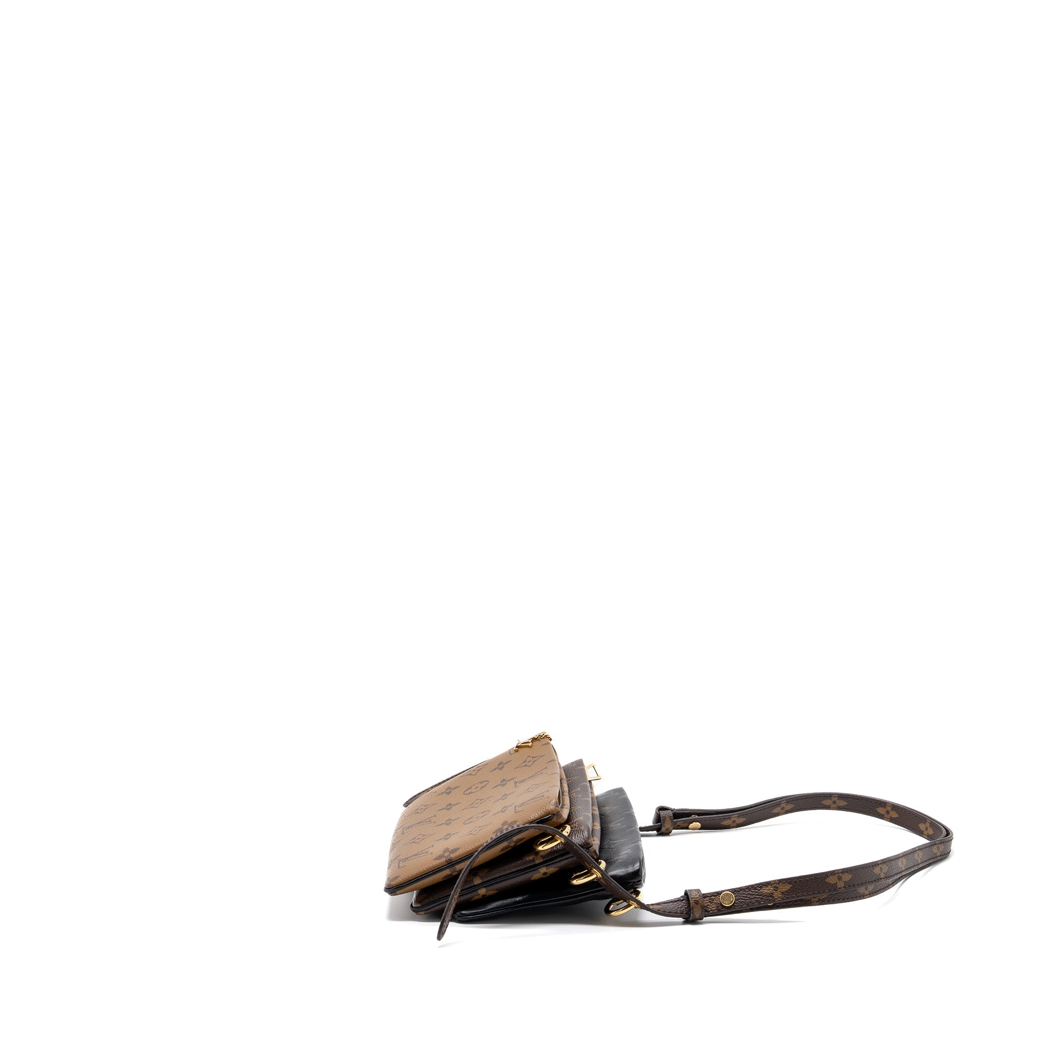 LOUIS VUITTON LV3 POCHETTE SHOULDER BAG REVERSE MONOGRAM CANVAS LAMBSKIN GHW