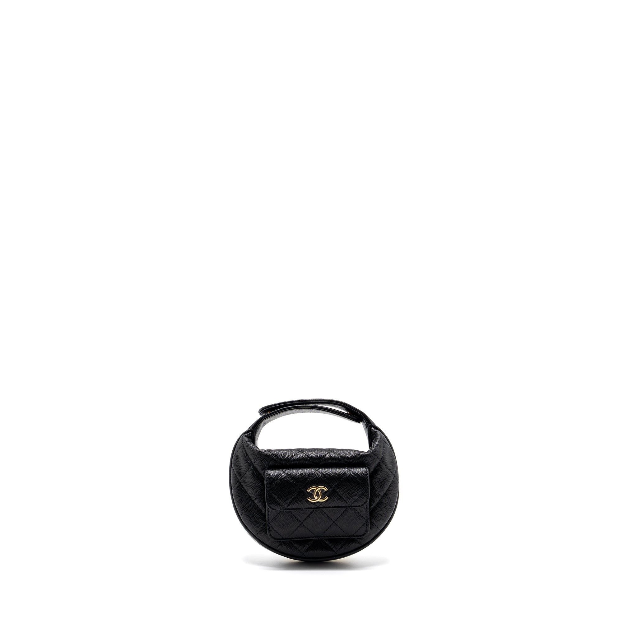 CHANEL 23B ROUND CLUTCH CAVIAR BLACK GHW (MICROCHIP)