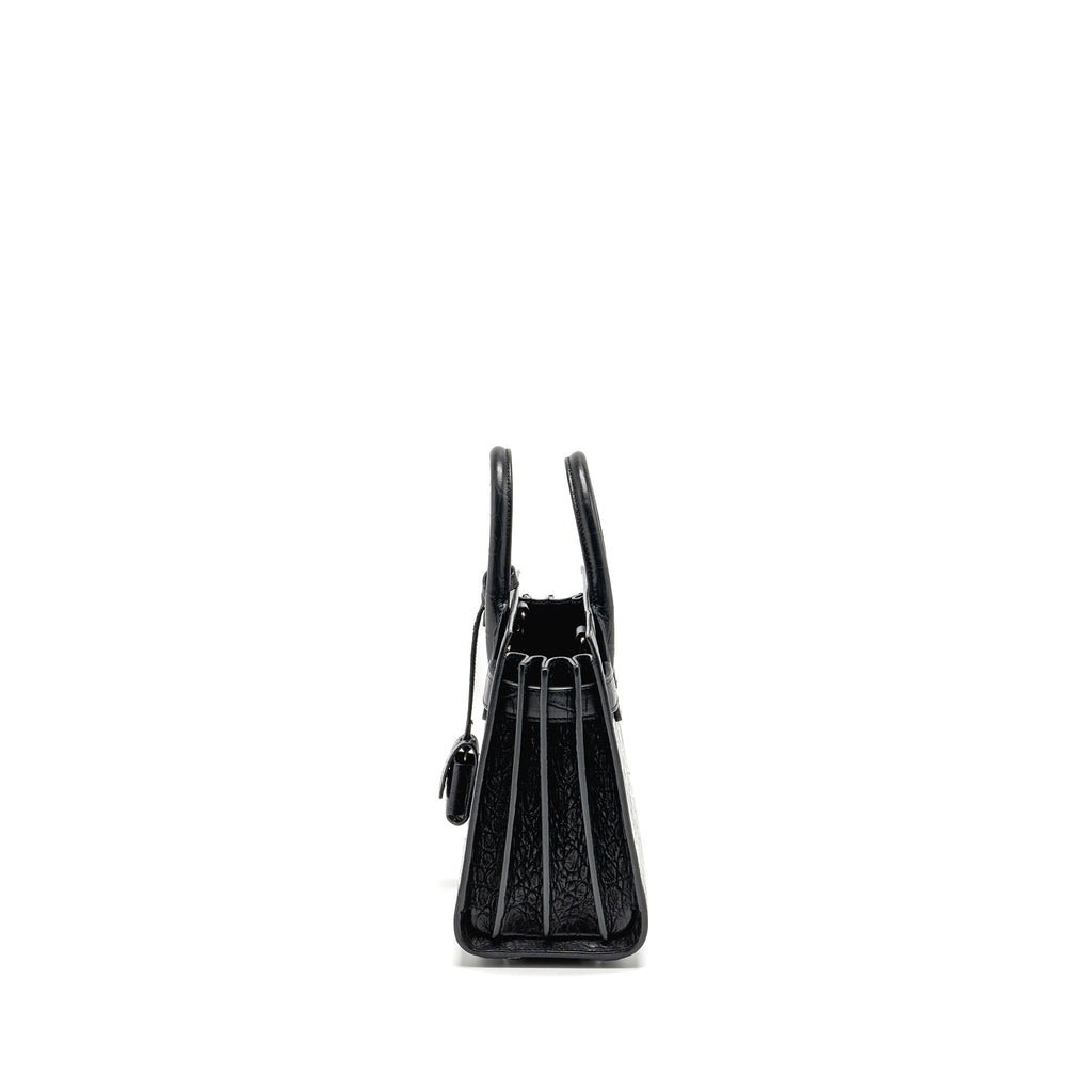 SAINT LAURENT NANO SAC DE JOUR CROC EMBOSSED CALFSKIN BLACK SHW
