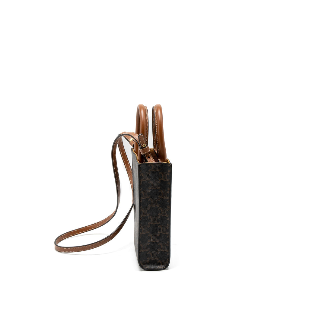 CELINE MINI VERTICAL CABAS TRIOMPHE CANVAS BROWN GHW