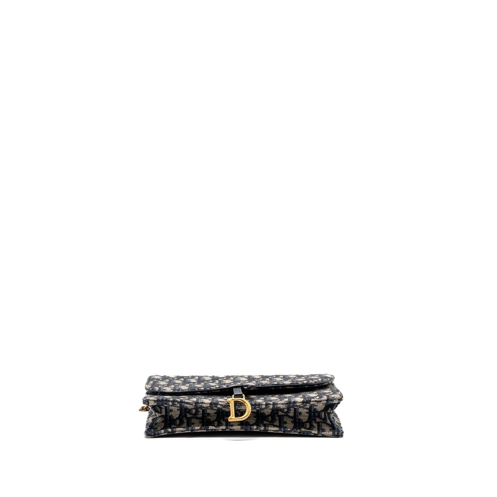 DIOR SADDLE FLAP BAG BLUE DIOR OBLIQUE EMBROIDERY GHW