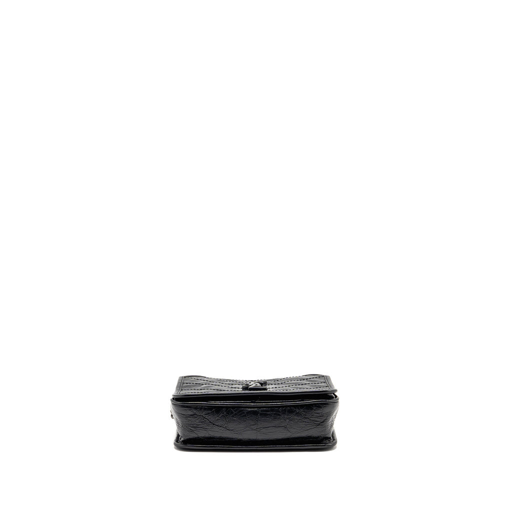 SAINT LAURENT / YSL NIKI CHAIN WALLET CRINKLED CALFSKIN BLACK SHW