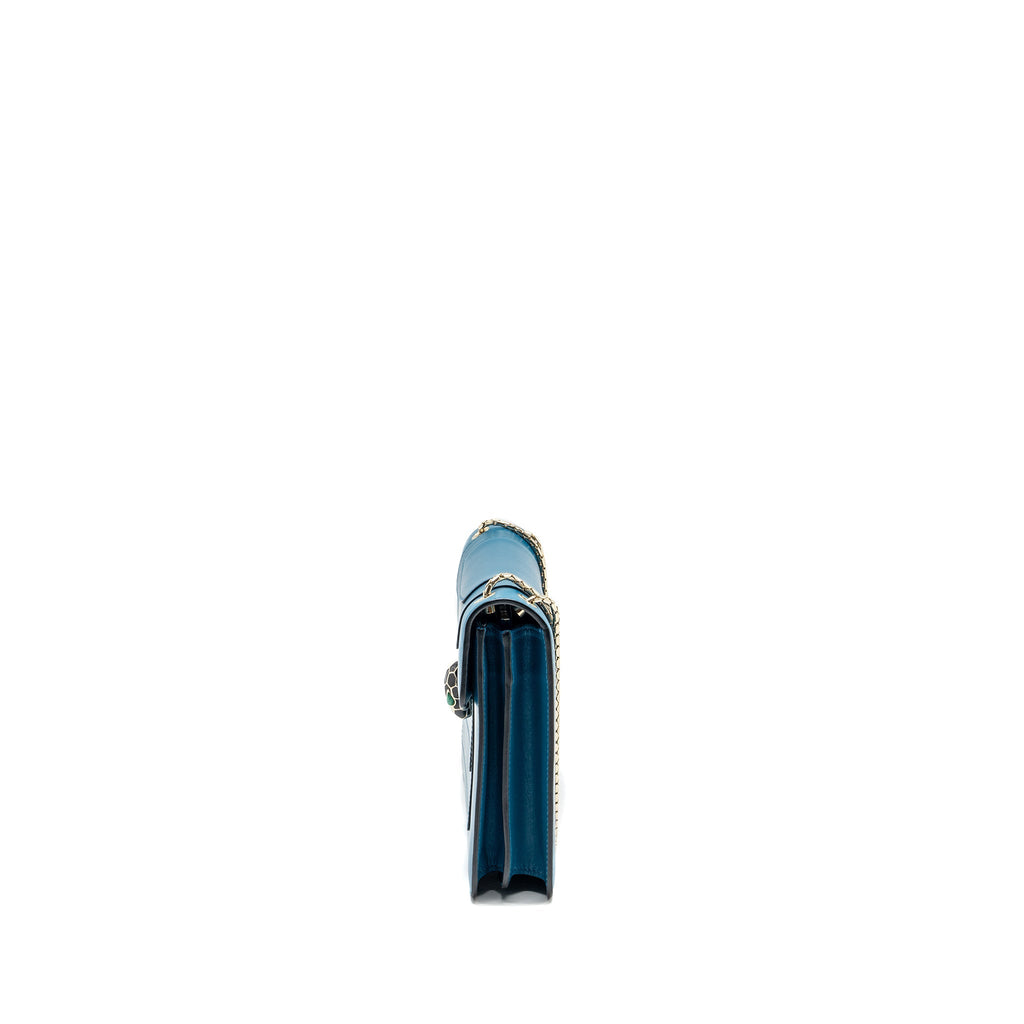 BVLGARI SERPENTI FOREVER FLAP BAG CALFSKIN BLUE GHW