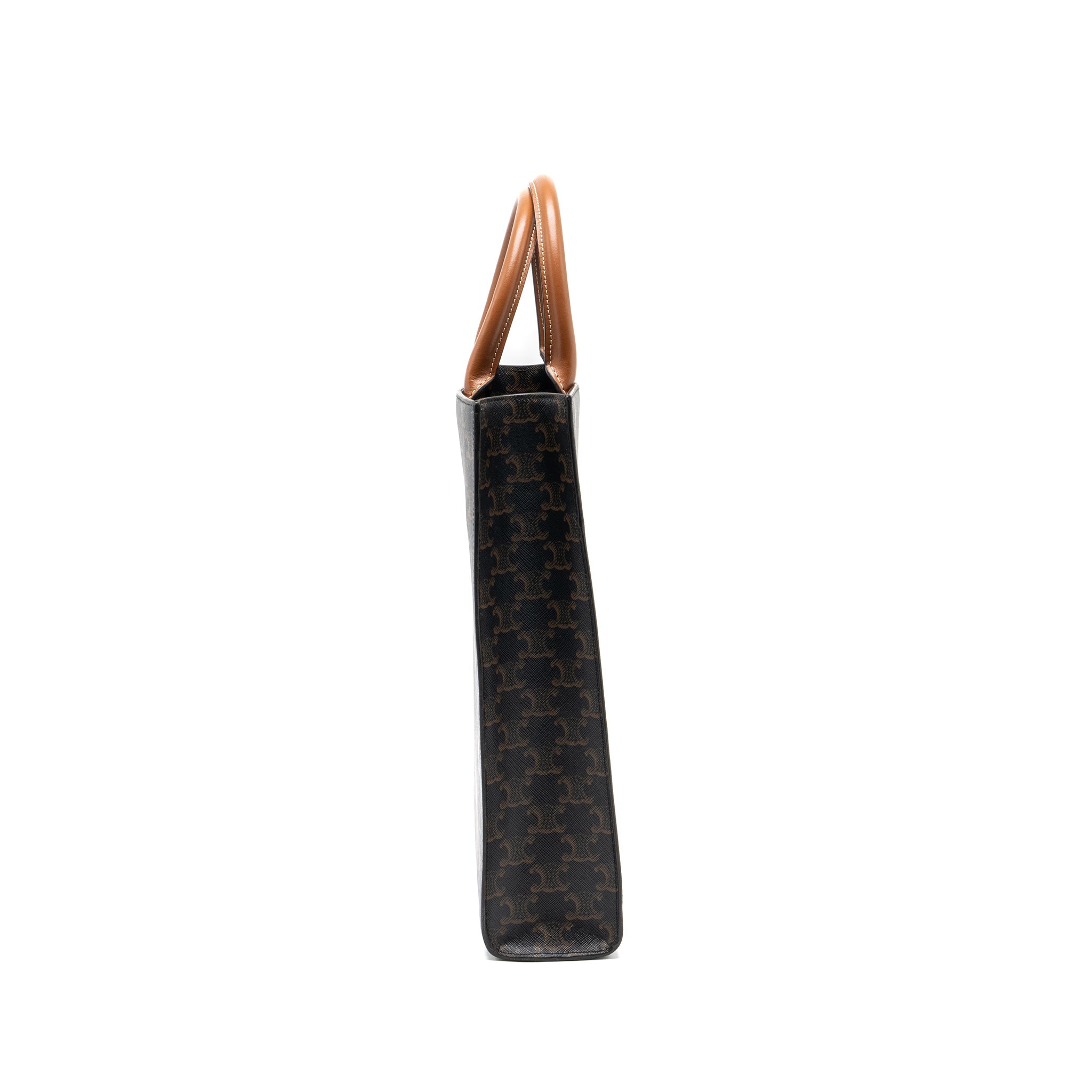 CELINE SMALL CABAS VERTICAL IN TRIOMPHE CANVAS/CALFSKIN TAN GHW