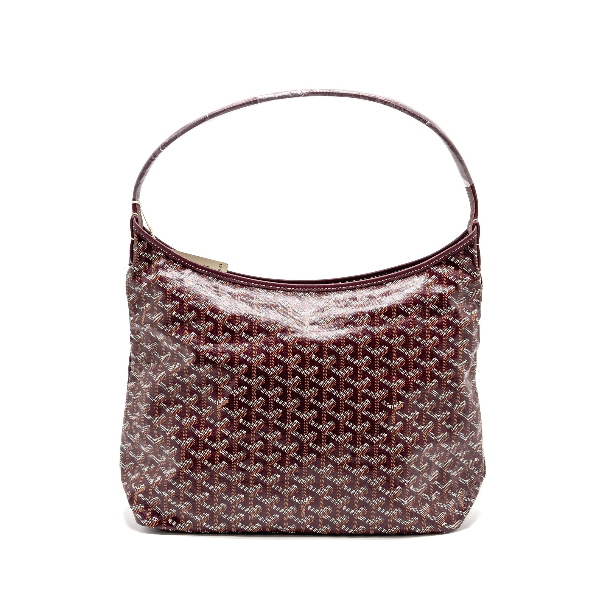 GOYARD BOHEME HOBO BAG GOYARDINE CANVAS/CALFSKIN BURGUNDY SHW