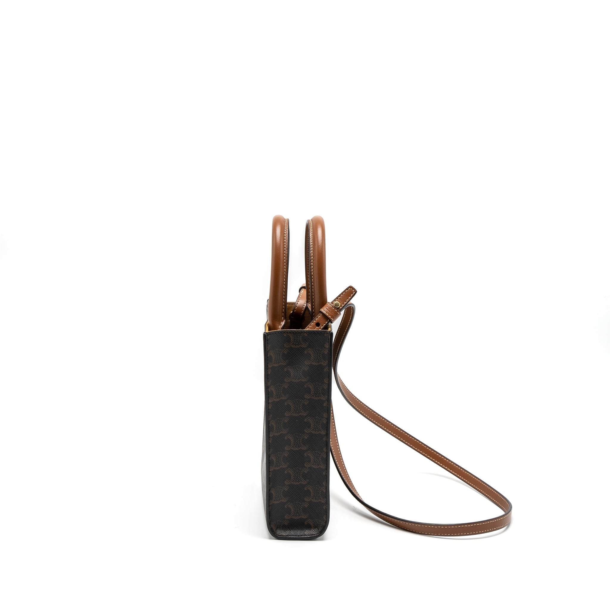 CELINE MINI VERTICAL CABAS TRIOMPHE CANVAS BROWN GHW