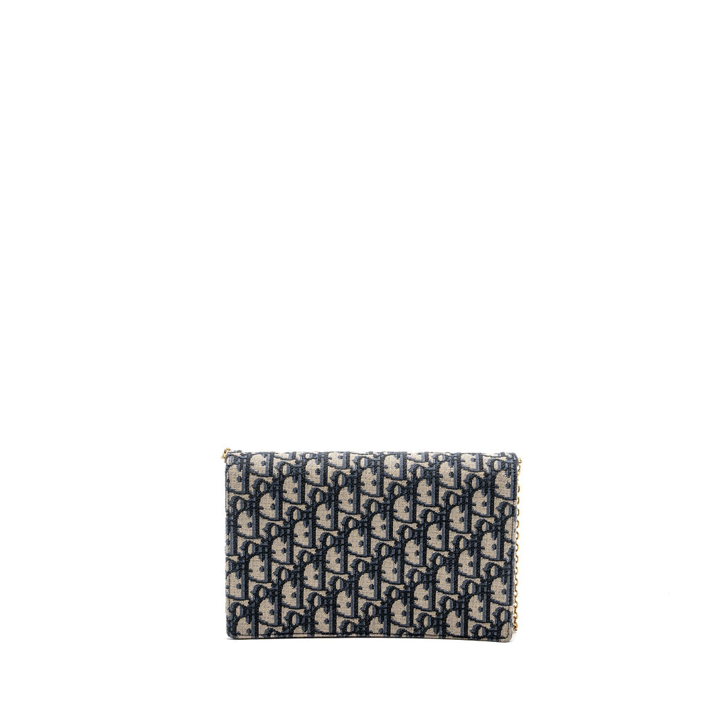 DIOR SADDLE FLAP BAG BLUE DIOR OBLIQUE EMBROIDERY GHW