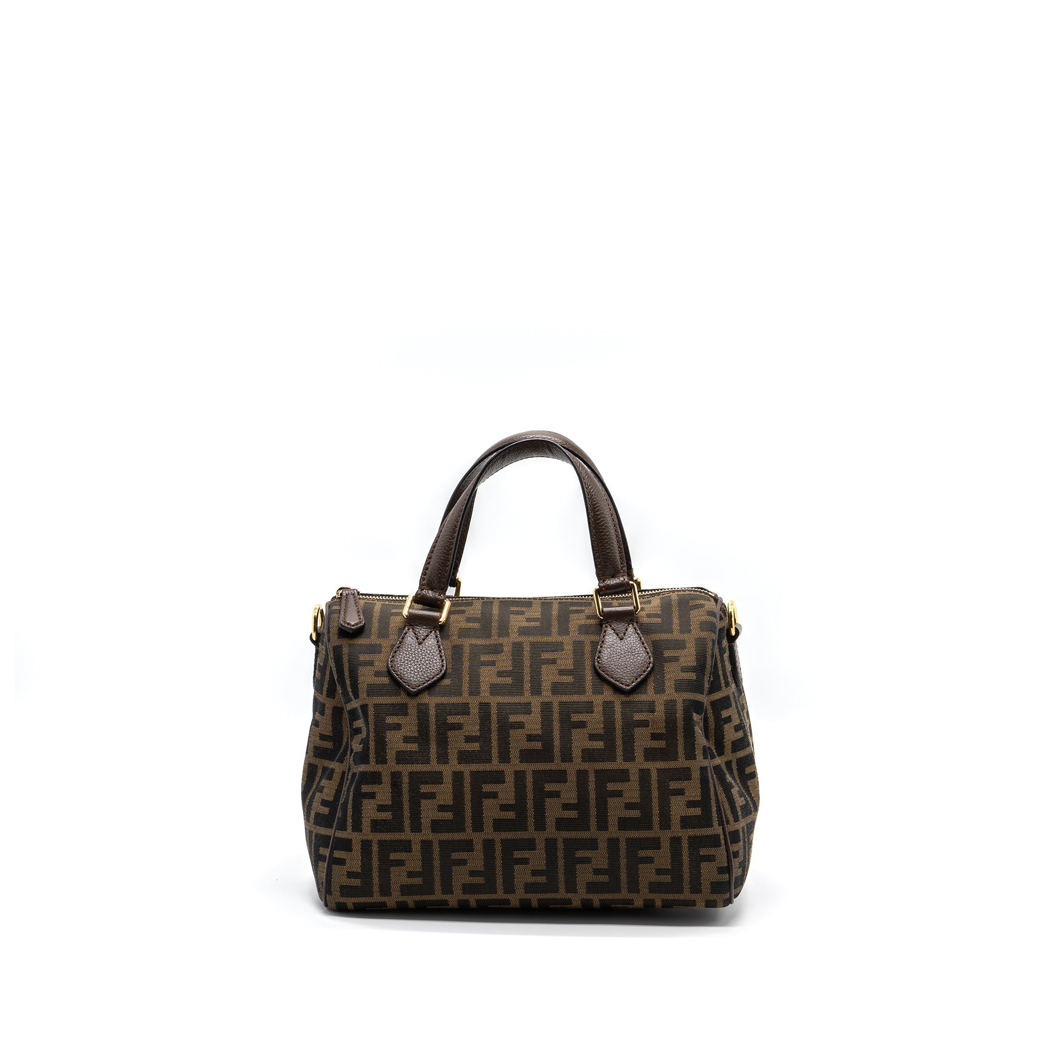 FENDI BOSTON BAG FF JACQUARD FABRIC BROWN GHW