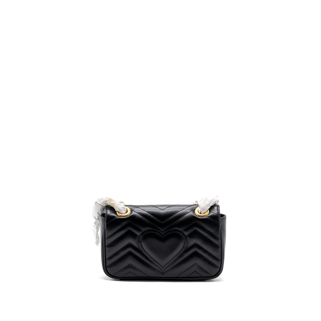 GUCCI MINI GG MARMONT MATELASSE BAG LEATHER BLACK GHW