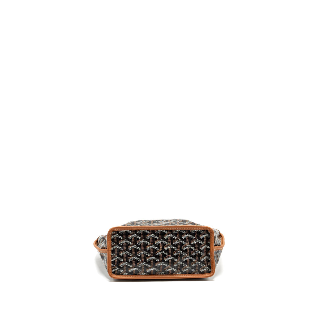 GOYARD MINI ANJOU TOTE BAG GOYARDLINE CANVAS / CALFSKIN BLACK/TAN SHW