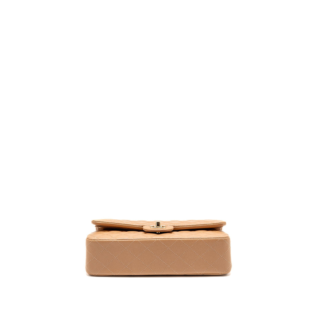 CHANEL MEDIUM CLASSIC DOUBLE FLAP BAG CAVIAR DARK BEIGE LGHW
