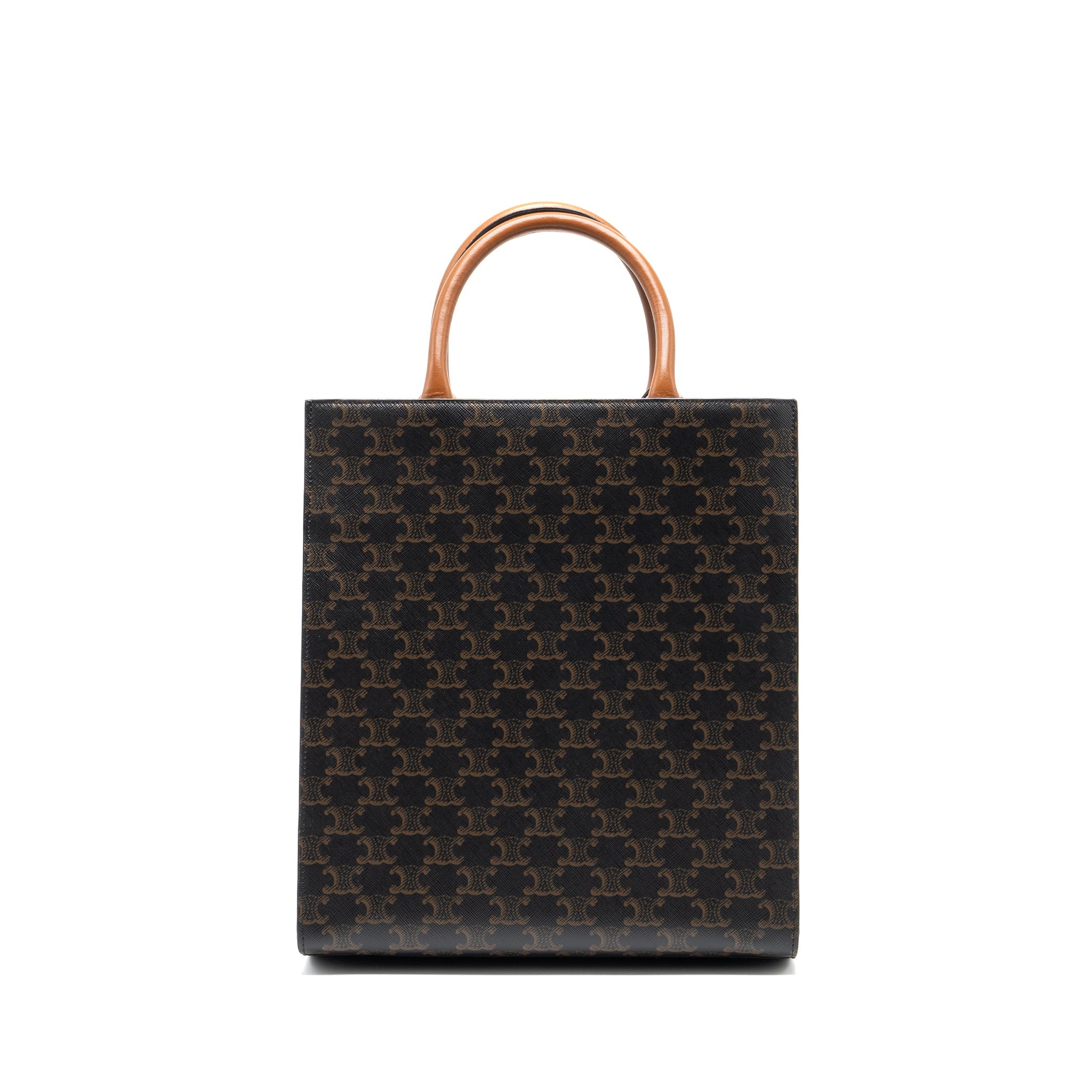 CELINE SMALL CABAS VERTICAL IN TRIOMPHE CANVAS/CALFSKIN TAN GHW