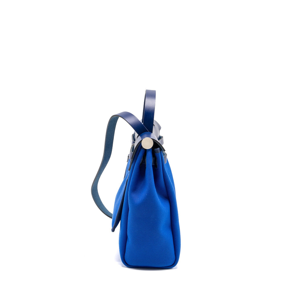 HERMES HERBAG 31 ZIP BAG CANVAS / HUNTER BLUE BILL / BLUE SAPHIR SHW