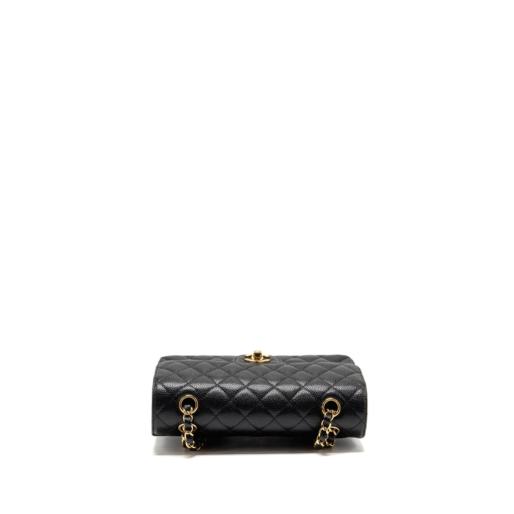 CHANEL SMALL CLASSIC DOUBLE FLAP BAG CAVIAR BLACK GHW (MICROCHIP)