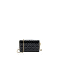 DIOR LADY DIOR POUCH WALLET ON CHAIN PATENT BLACK LGHW