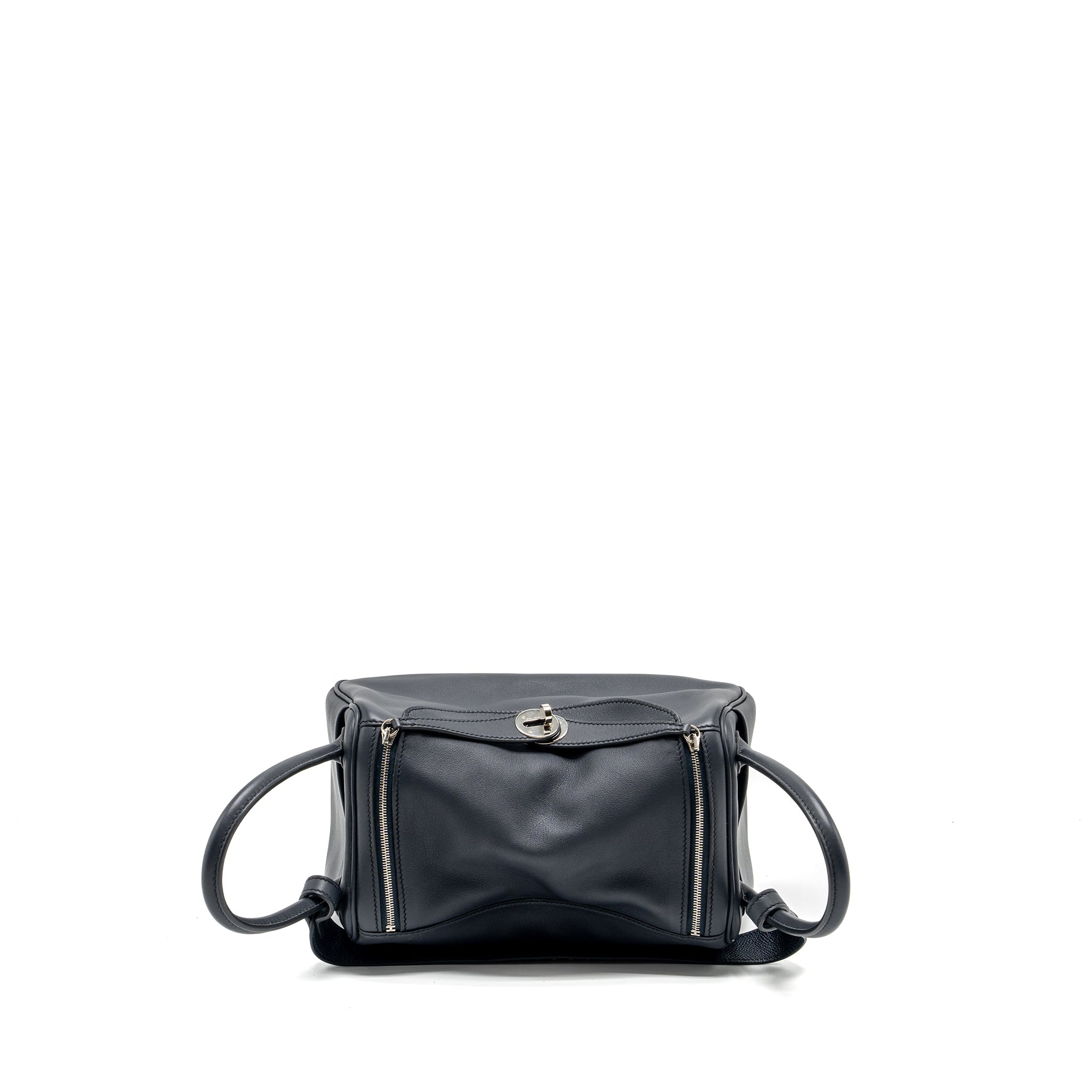 HERMES LINDY 26 SWIFT/EPSOM BLUE INDIGO WITH TRESSAGE STRAP SHW