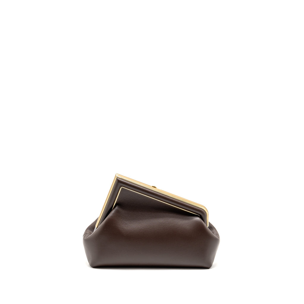 FENDI SMALL FENDI FIRST CLUTCH BAG NAPPA BROWN GHW