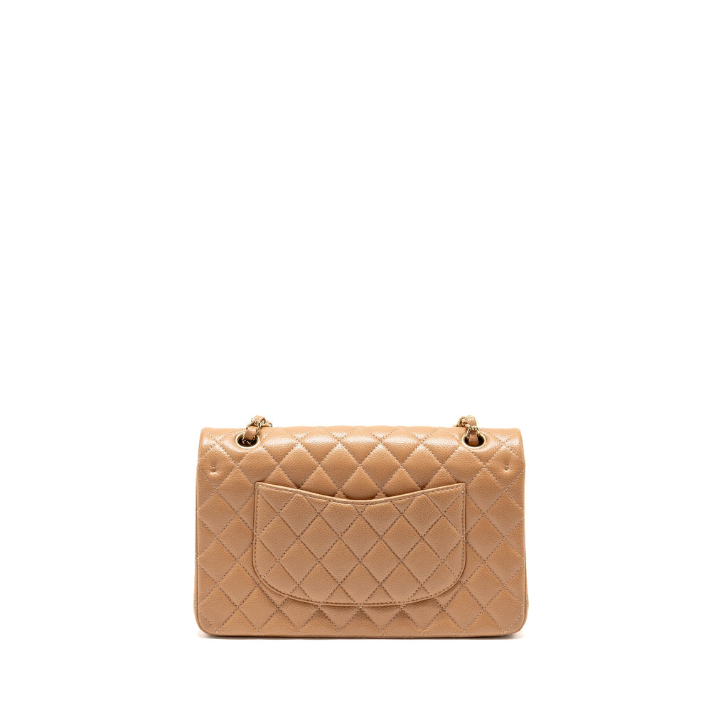 CHANEL MEDIUM CLASSIC DOUBLE FLAP BAG CAVIAR DARK BEIGE LGHW