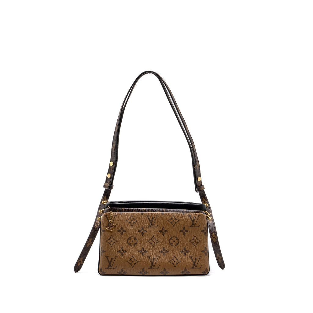 LOUIS VUITTON LV3 POCHETTE SHOULDER BAG REVERSE MONOGRAM CANVAS LAMBSKIN GHW