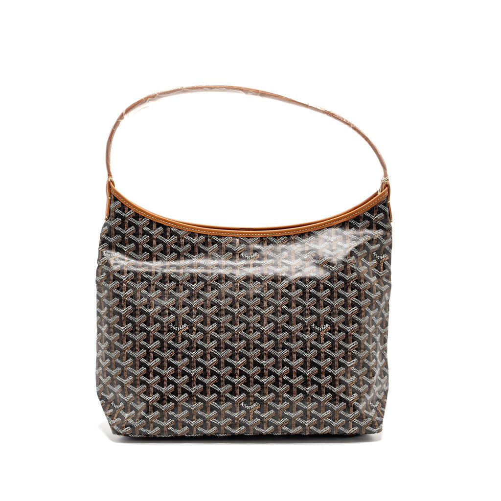 GOYARD BOHEME HOBO BAG GOYARDINE CANVAS/CALFSKIN BROWN SHW