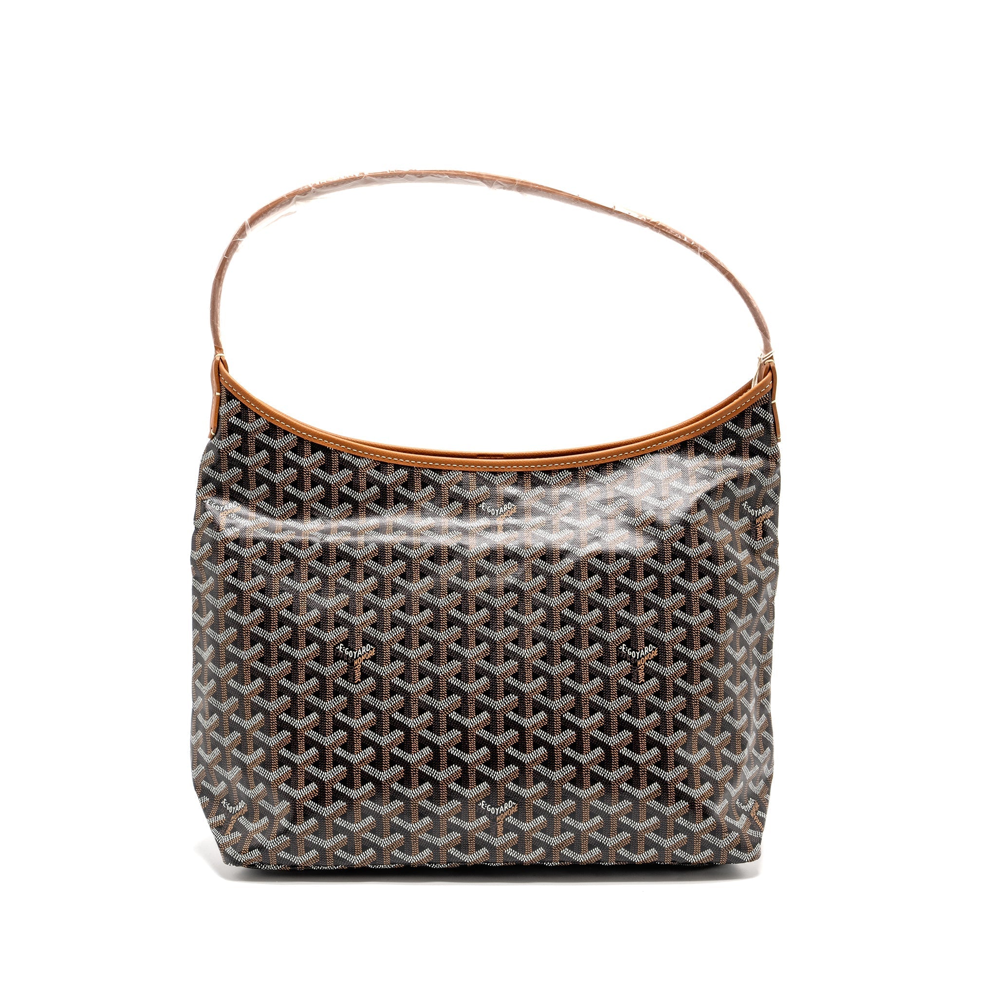 GOYARD BOHEME HOBO BAG GOYARDINE CANVAS/CALFSKIN BROWN SHW