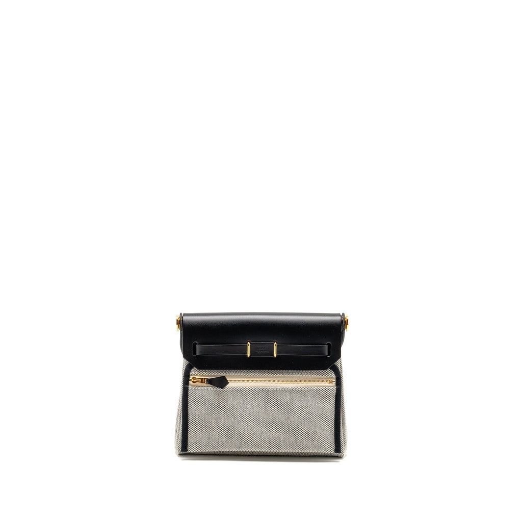 HERMES HERBAG MINI CANVAS/COWHIDE BLACK/ ECRU GHW