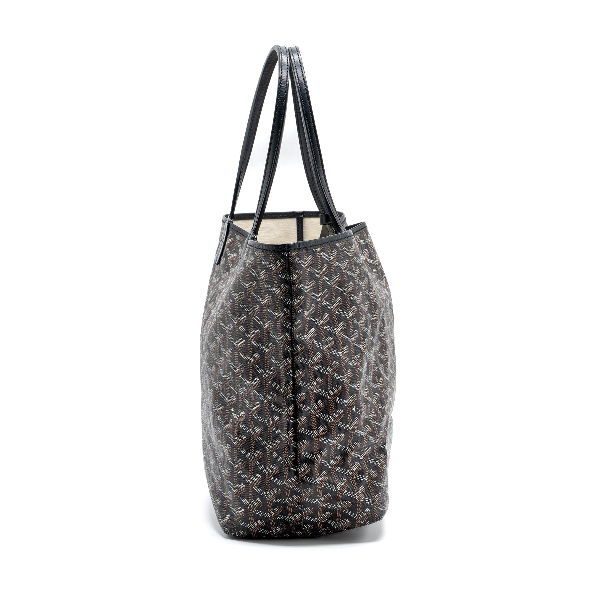 GOYARD SAINT LOUIS PM TOTE BAG GOYARDINE CANVAS BLACK SHW