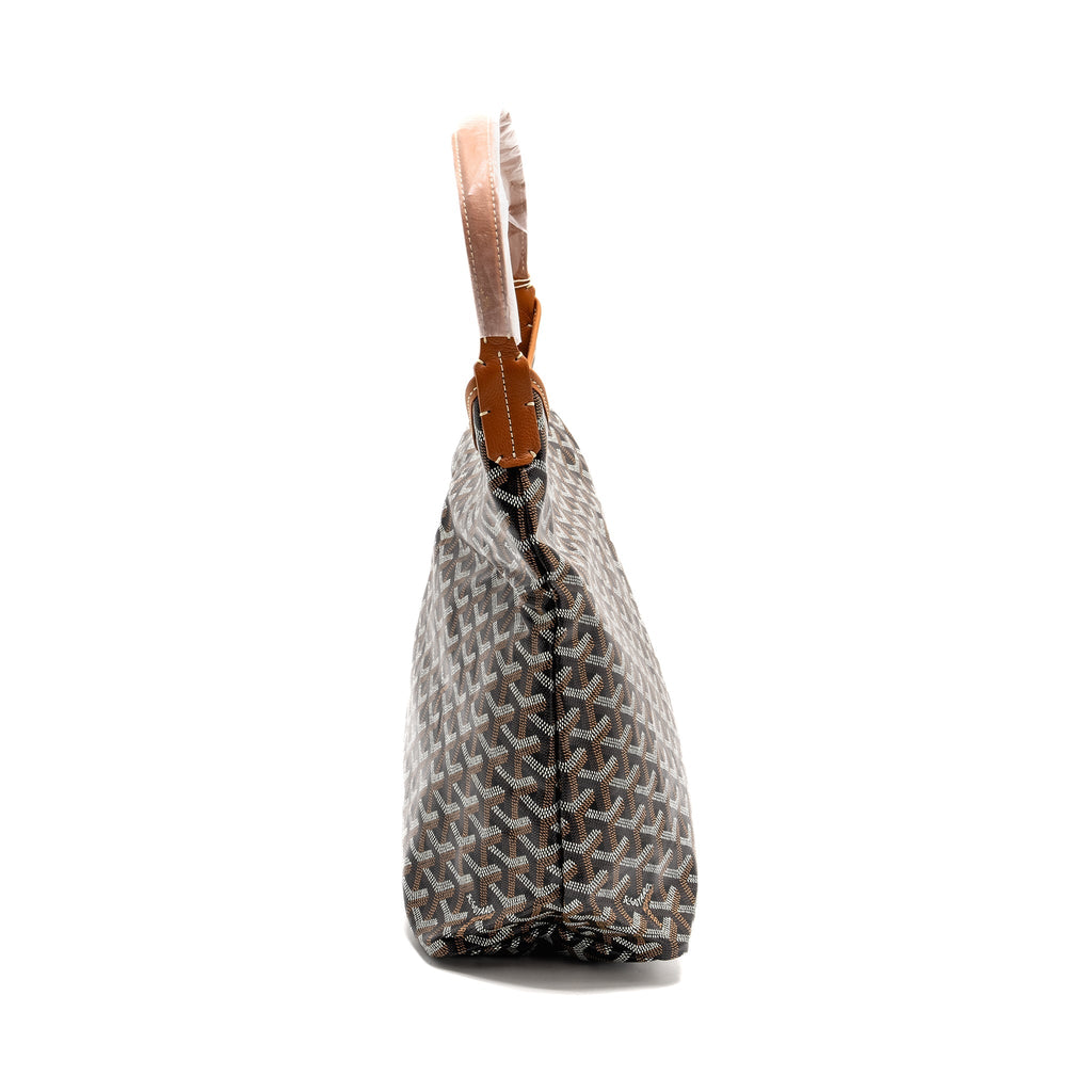 GOYARD BOHEME HOBO BAG GOYARDINE CANVAS/CALFSKIN BROWN SHW
