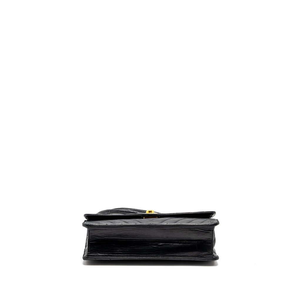 CHANEL VINTAGE CHEVRON FLAP BAG LAMBSKIN BLACK GHW