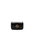 GUCCI MINI GG MARMONT MATELASSE BAG LEATHER BLACK GHW