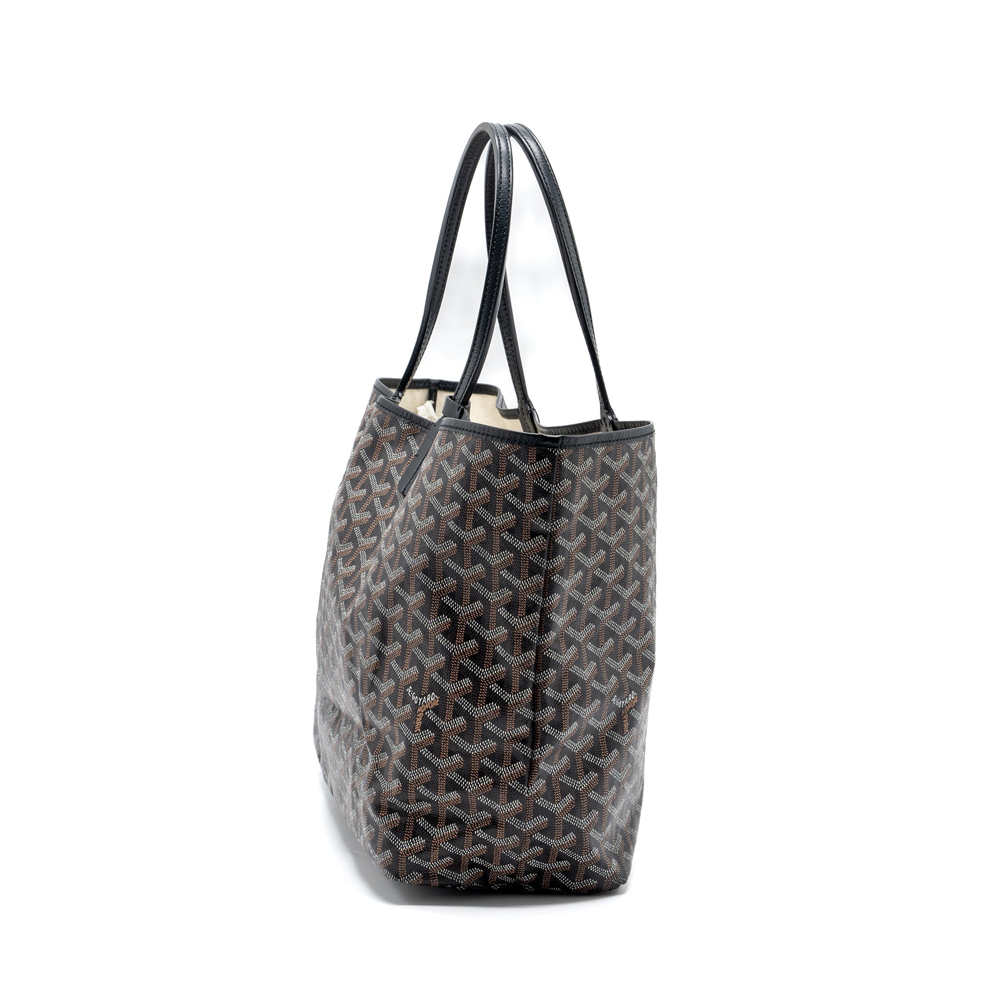 GOYARD SAINT LOUIS PM TOTE BAG GOYARDINE CANVAS BLACK SHW