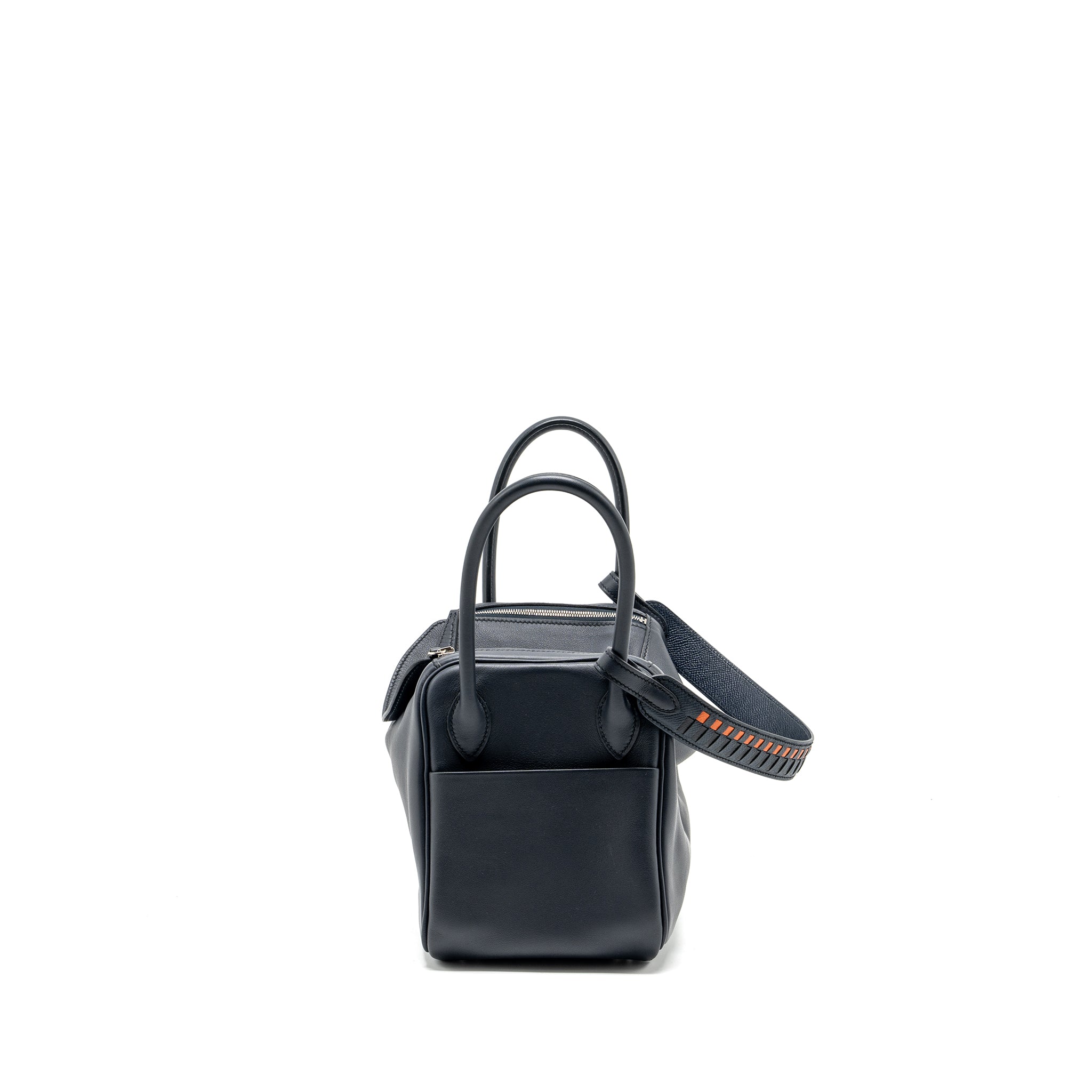 HERMES LINDY 26 SWIFT/EPSOM BLUE INDIGO WITH TRESSAGE STRAP SHW
