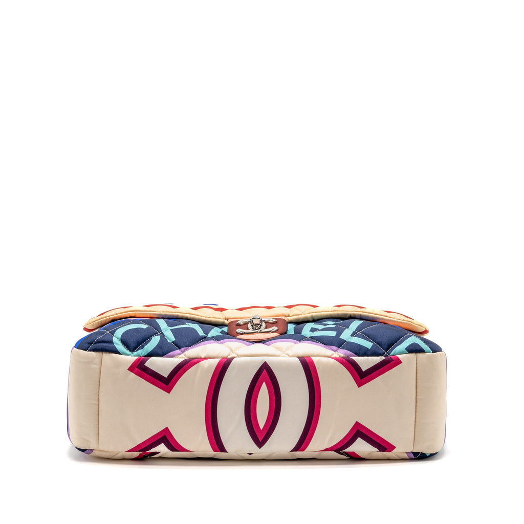 CHANEL LARGE QUILTED SINGLE FLAP BAG FABRIC MULTICOLOUR SHW