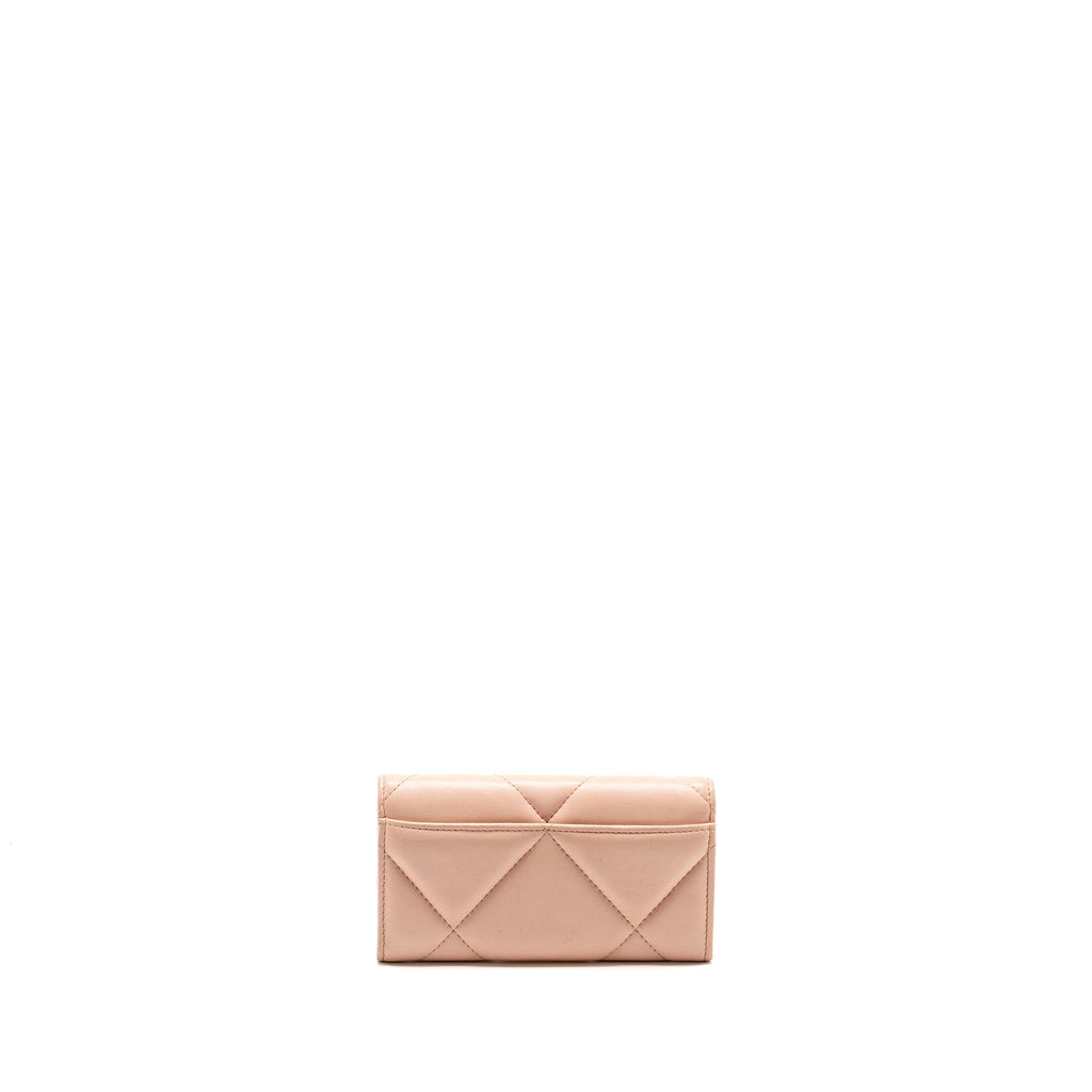 CHANEL 19 LONG FLAP WALLET LAMBSKIN PINK GHW (MICROCHIP)