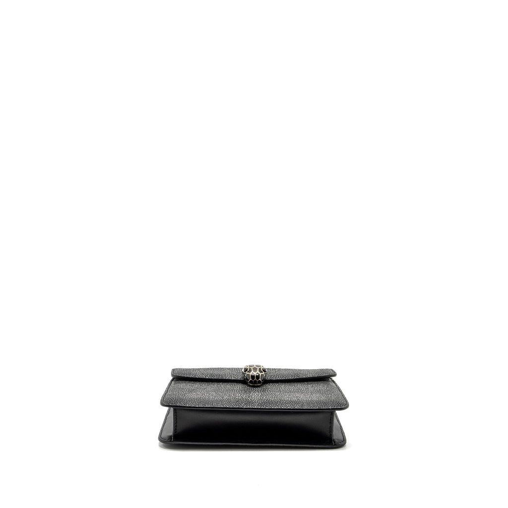 BVLGARI SERPENTI FOREVER BAG GALUCHAT BLACK/ GREY LGHW