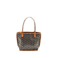 GOYARD MINI ANJOU TOTE BAG GOYARDLINE CANVAS / CALFSKIN BLACK/TAN SHW