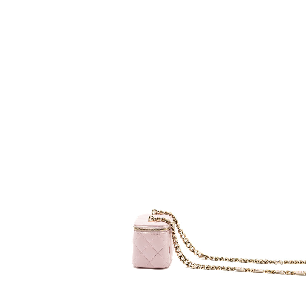 CHANEL MINI VANITY WITH GIANT CHAIN LAMBSKIN LIGHT PINK LGHW