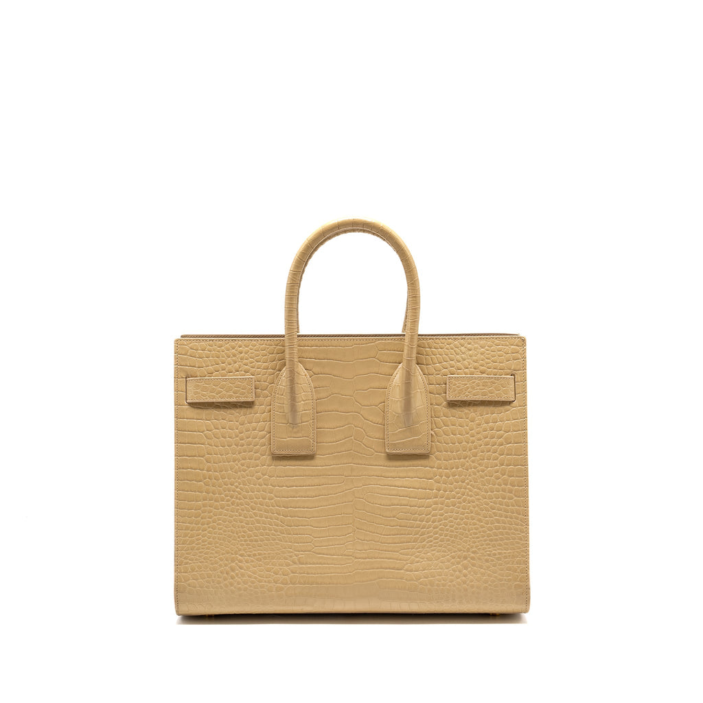SAINT LAURENT /YSL SAC DE JOUR CROC-EMBOSSED CALFSKIN BEIGE GHW